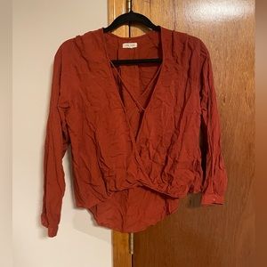 Orange Deep V Blouse | Urban Outfitters